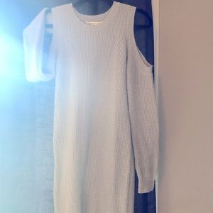 Knit sweater dress, open shoulder